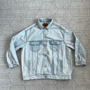Topshop Top Shop Men’s Light Blue Oversized Denim Jean Button Up Jacket